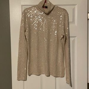 NWOT-Express- Sequin Mock Neck Long Sleeve Tee